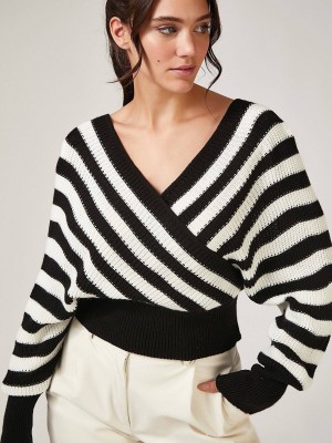 Striped Wrap Sweater